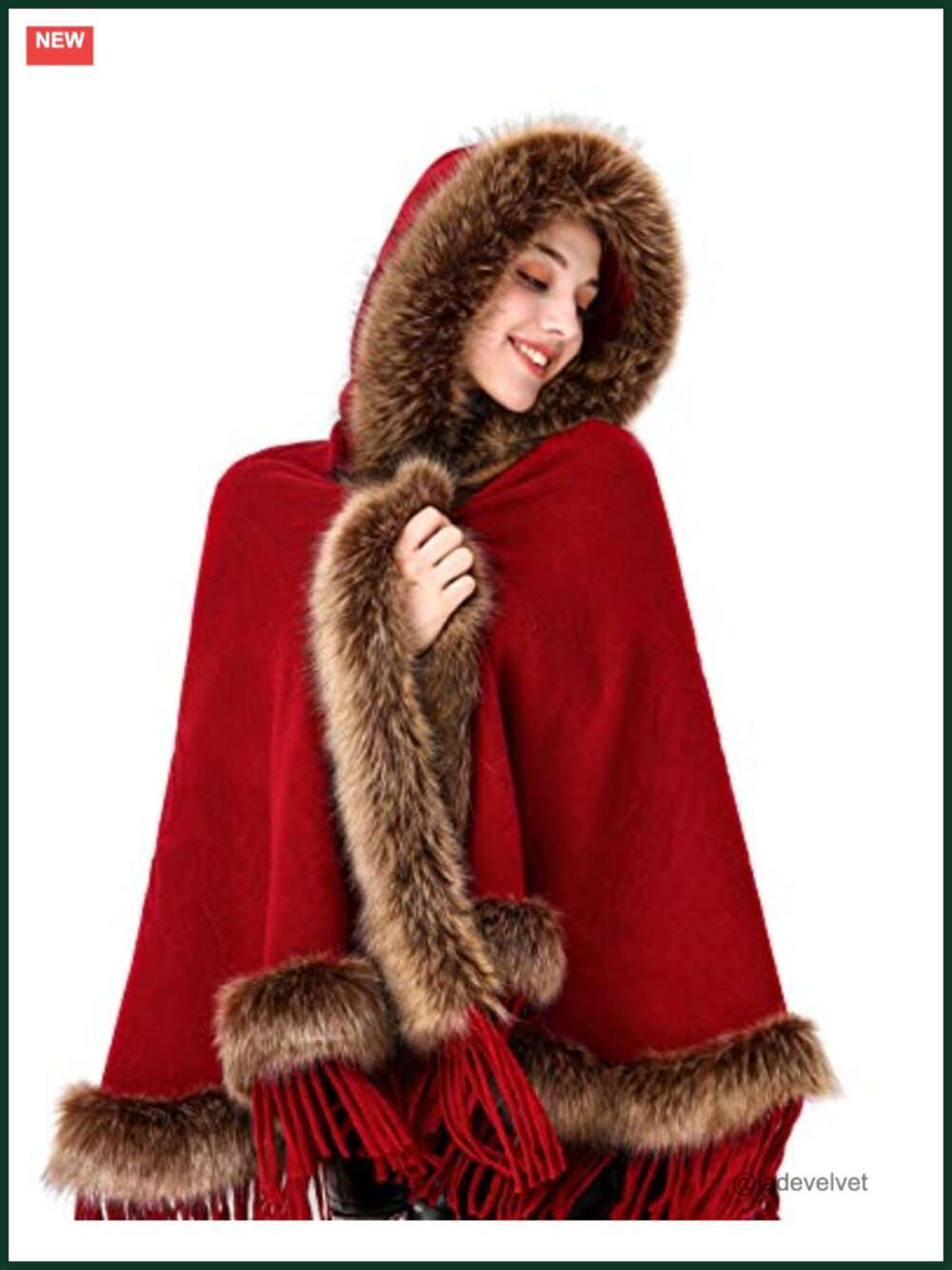 Faux Fur Hooded Cape Shawl Wrap Bridal Winter Wedding